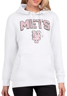 4Her New York Mets Womens White Leopard Lockup Hooded Sweatshirt