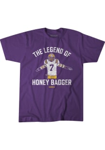 Tyrann Mathieu LSU Tigers Purple Football Legend of Honey Badger Short Sleeve Fashion Player T Shi..