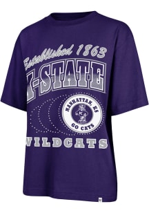 47 K-State Wildcats Womens Purple Shimmer Shot Short Sleeve T-Shirt