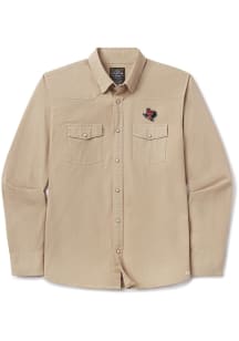 Snaps Texas Tech Red Raiders Mens Khaki Heritage Denim Long Sleeve Dress Shirt