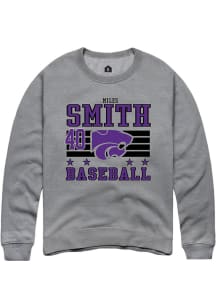 Miles Smith  Rally K-State Wildcats Mens Grey NIL Striped Long Sleeve Crew Sweatshirt