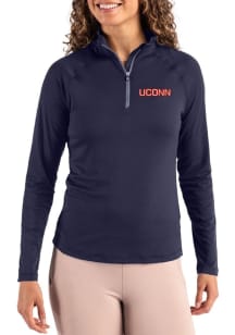 Cutter and Buck UConn Huskies Womens Navy Blue Coastline Qtr Zip