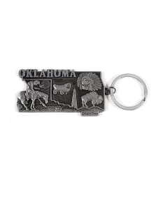 Oklahoma Metal Collage Keychain - Black