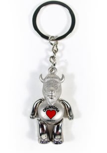 Oklahoma Moveable Buffalo Keychain - Grey