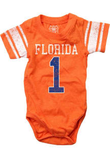 Wes and Willy Florida Gators Baby Orange Football Short Sleeve One Piece