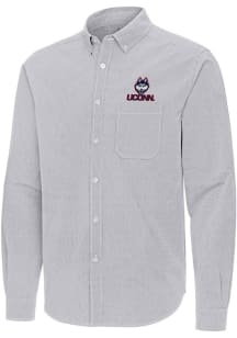 Antigua UConn Huskies Mens Ash Porter Long Sleeve Dress Shirt
