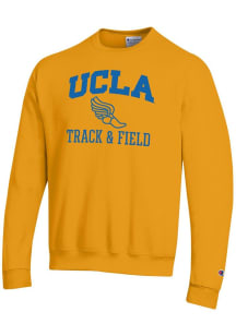 Champion UCLA Bruins Mens Gold Track & Field Icon Powerblend Long Sleeve Crew Sweatshirt