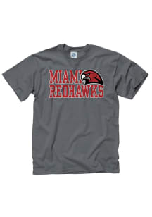 Miami RedHawks Charcoal Stacked Short Sleeve T Shirt