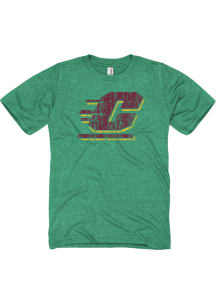 Central Michigan Chippewas Green Distressed Big Logo Short Sleeve T Shirt