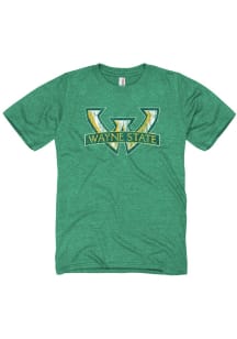 Wayne State Warriors Green Distressed Big Logo Short Sleeve T Shirt
