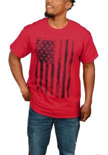 Americana Red Vertical Distressed American Flag Short Sleeve T Shirt