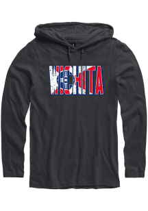 Wichita Mens Black Wichita Wordmark City Flag Long Sleeve Hoodie