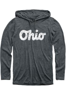 Ohio Mens Dark Grey Ohio Woodmark Script Long Sleeve Hoodie