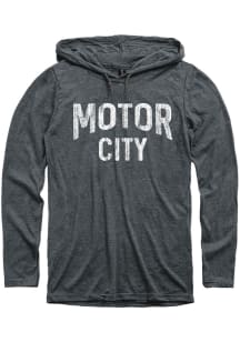 Detroit Mens Dark Grey Motor City Wordmark Long Sleeve Hoodie