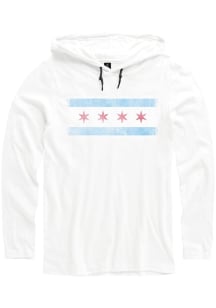 Chicago Mens White Chicago Flag Long Sleeve Hoodie