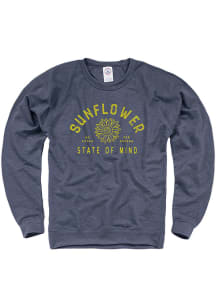 Kansas Mens Navy Blue State of Mind Long Sleeve Crew Sweatshirt