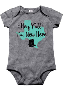 Texas Baby Grey New Here Short Sleeve One Piece