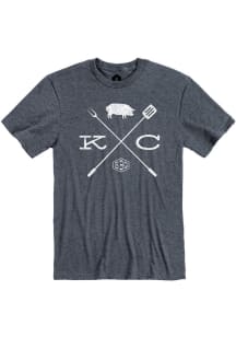 Kansas City Navy Blue KC BBQ Crossing Short Sleeve Fashion T Shirt