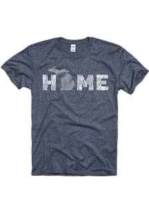 Rally Michigan Navy Blue Wood Grain Home Short Sleeve Fashion T Shirt