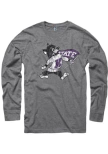 K-State Wildcats Grey Distressed Long Sleeve T Shirt