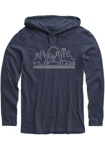 St Louis Mens Navy Blue Skyline Long Sleeve Hoodie