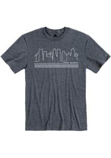 Rally Dallas Ft Worth Navy Blue Skyline Short Sleeve Fashion T Shirt
