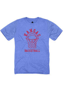Rally Kansas Jayhawks Blue Retro Basketball Short Sleeve T Shirt