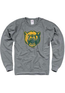 Baylor Bears Mens Grey French Terry Distress Big Logo Long Sleeve Crew Sweatshirt