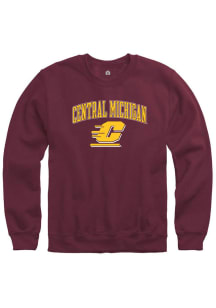 Rally Central Michigan Chippewas Mens Maroon Arch Long Sleeve Crew Sweatshirt