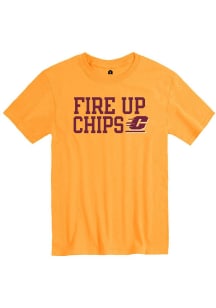 Rally Central Michigan Chippewas Gold Slogan Short Sleeve T Shirt