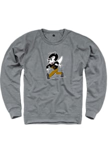 Rally Emporia State Hornets Mens Grey French Terry Distressed Logo Long Sleeve Crew Sweatshirt