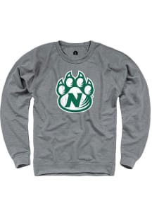 Rally Northwest Missouri State Bearcats Mens Grey French Terry Distressed Logo Long Sleeve Crew Sw..