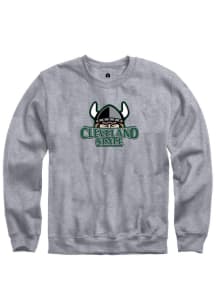 Rally Cleveland State Vikings Mens Grey Fleece Team Logo Long Sleeve Crew Sweatshirt