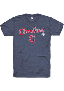 Rally Cleveland Buckeyes Navy Blue Script Logo Short Sleeve Fashion T Shirt