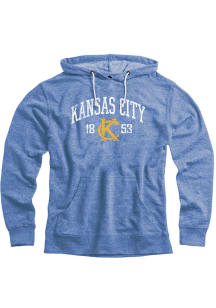 Rally Kansas City Mens Blue Arched Monogram Long Sleeve Hoodie