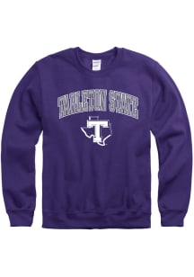 Tarleton State Texans Mens Purple Arch Mascot Long Sleeve Crew Sweatshirt