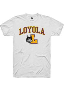 Rally Loyola Ramblers White Arch Mascot Short Sleeve T Shirt