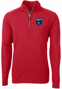 Cutter and Buck San Jose Earthquakes Mens Red Adapt Eco Big and Tall Qtr Zip