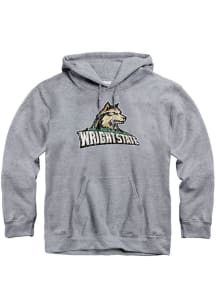 Wright State Raiders Mens Grey Distressed Logo Long Sleeve Hoodie
