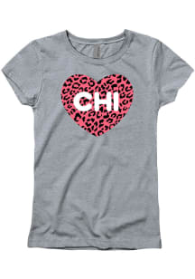 Chicago Girls Grey Cheetah Heart Short Sleeve Tee