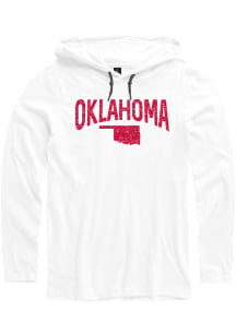 Oklahoma Mens White Arch State Shape Long Sleeve Hoodie