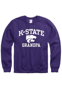 K-State Wildcats Mens Purple Grandpa Number One Long Sleeve Crew Sweatshirt