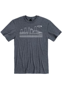 Rally Akron Navy Blue Skyline Short Sleeve Fashion T Shirt