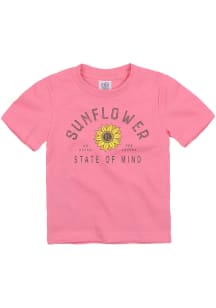 Kansas Toddler Girls Pink Sunflower State of Mind Short Sleeve T-Shirt