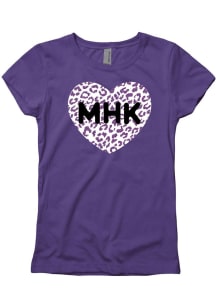 Manhattan Girls Purple Glitter Cheetah Heart Short Sleeve Tee