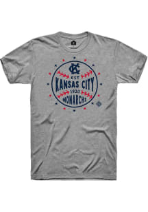 Rally Kansas City Monarchs Grey Arch Script Star Ball Short Sleeve Fashion T Shirt