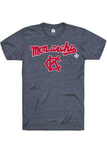 Rally Kansas City Monarchs Navy Blue Curve Script Logo Short Sleeve Fashion T Shirt
