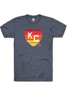 Rally Kansas City Monarchs Navy Blue Sunset Heart Short Sleeve Fashion T Shirt