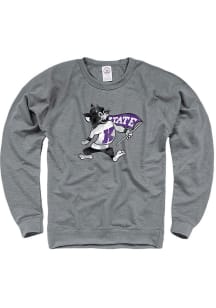 K-State Wildcats Mens Graphite French Terry Long Sleeve Crew Sweatshirt