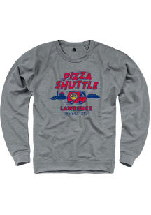 Pizza Shuttle Mens Grey Pizza Shuttle Van Long Sleeve Crew Sweatshirt